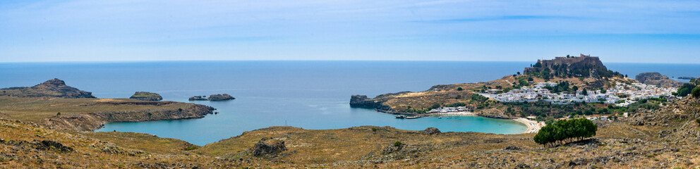 Obraz na płótnie Canvas Panoramic view of Lindos, Rhodes Island, Greece