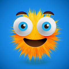 High-detailed 3D fur smiley emoticon, vector illustration