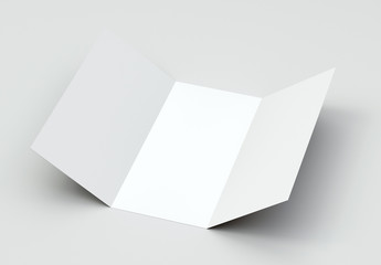 A4 Tri-Fold Brochure Mock-Up on gray Background. 3d rendering.