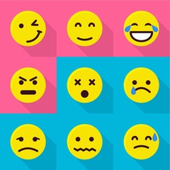 Fototapeta premium Zestaw ikon twarzy. Płaski zestaw 9 ikon wektorowych oblicze dla sieci web na białym tle