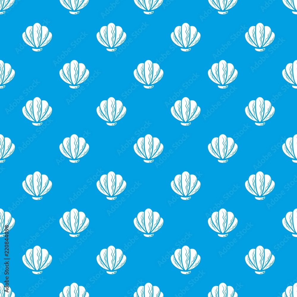 Poster beautiful shell pattern vector seamless blue repeat for any use
