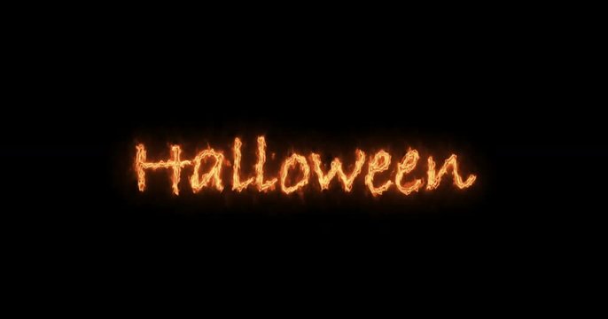 fire inscription text Halloween Animation on black background
