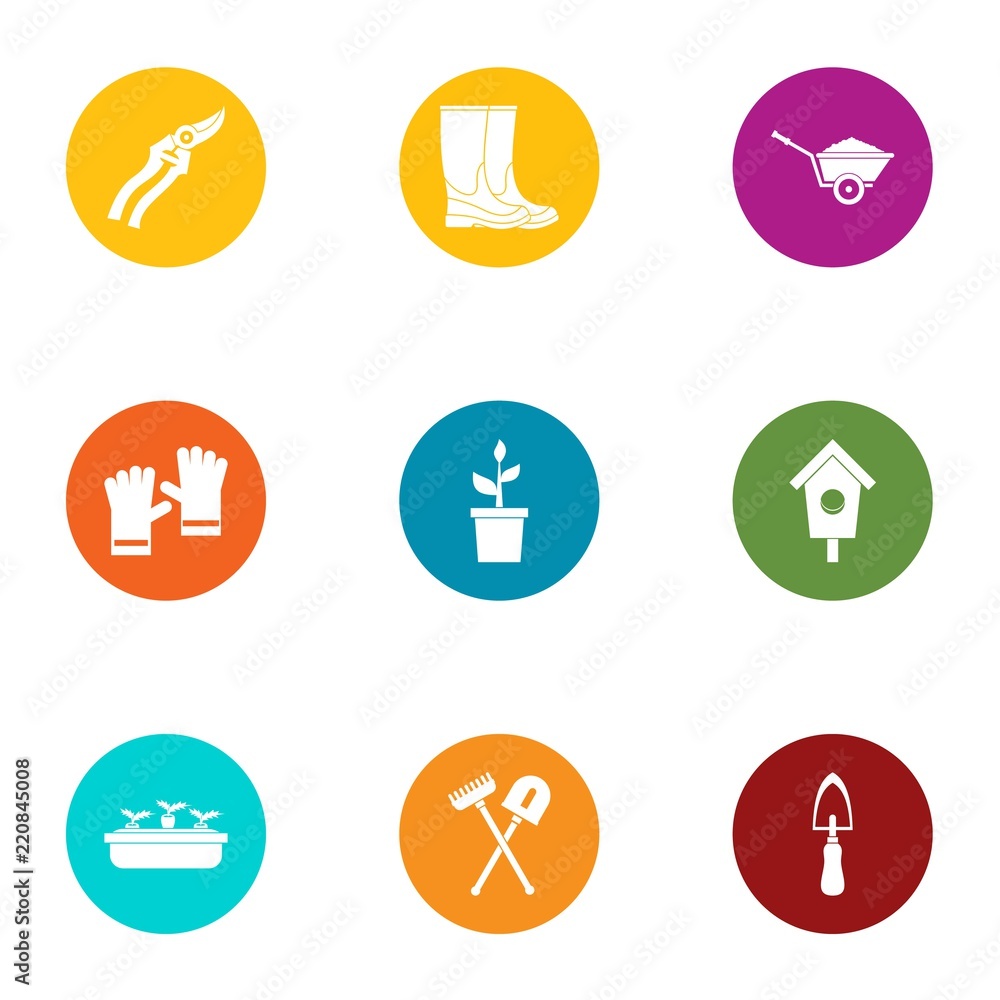 Poster work hand icons set. flat set of 9 work hand vector icons for web isolated on white background