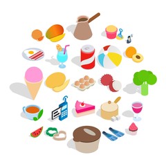 Bite icons set. Isometric set of 25 bite vector icons for web isolated on white background