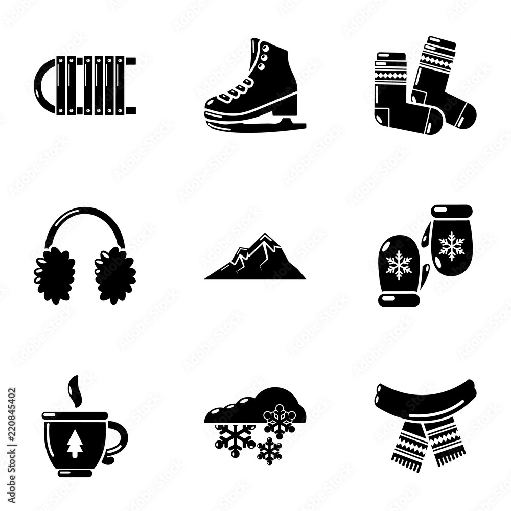 Poster winter afternoon icons set. simple set of 9 winter afternoon vector icons for web isolated on white 