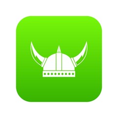 Viking helmet icon digital green for any design isolated on white vector illustration