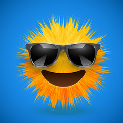 High-detailed 3D fur smiley emoticon, vector illustration