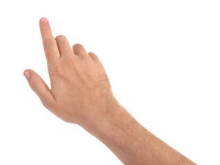 Abstract young man's hand on white background
