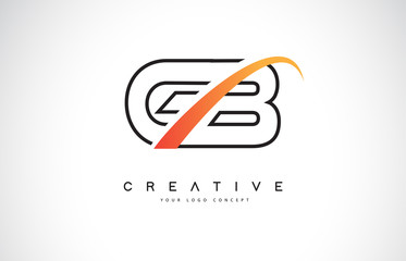 GB G B Swoosh Letter Logo Design with Modern Yellow Swoosh Curved Lines.