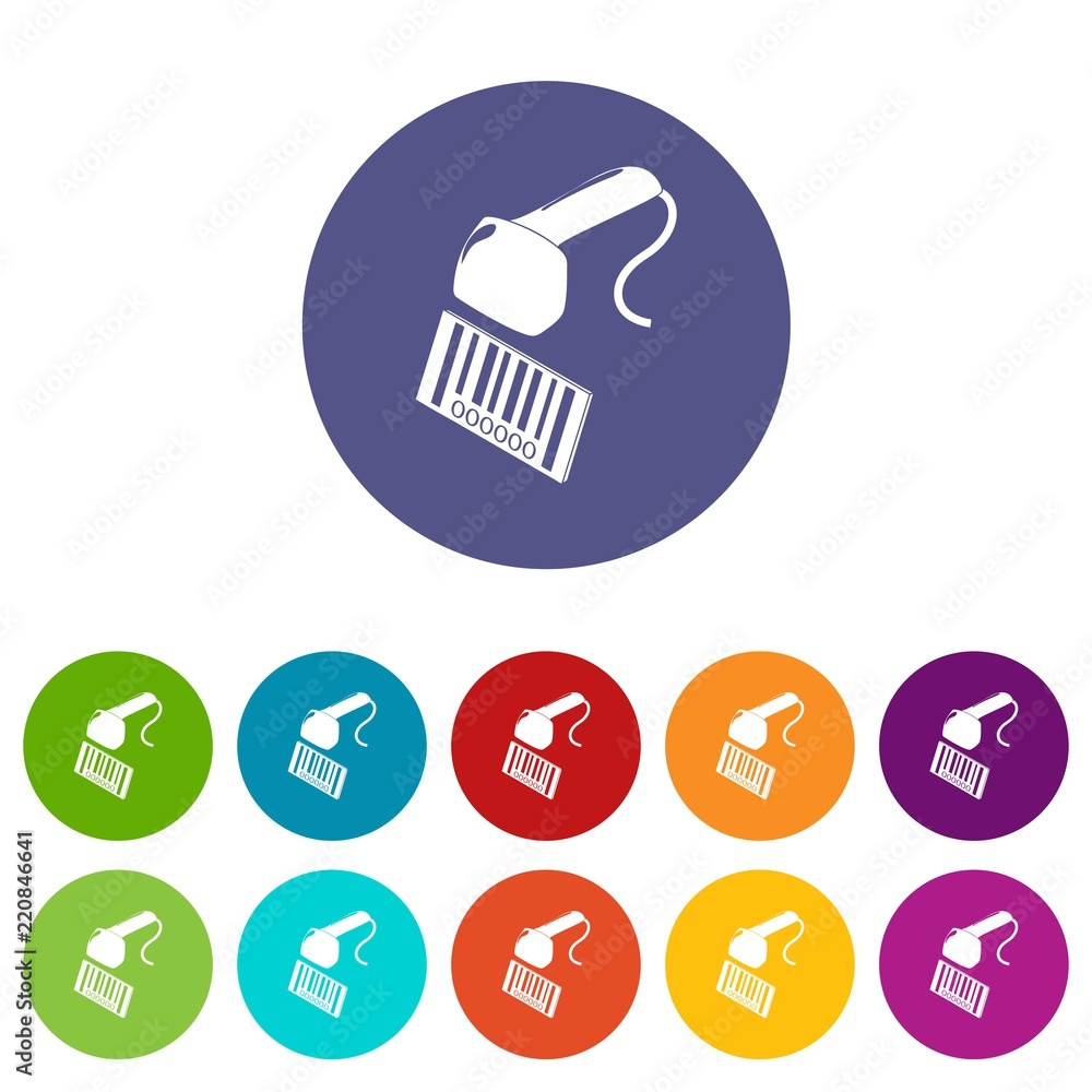Poster market code scanner icons color set vector for any web design on white background