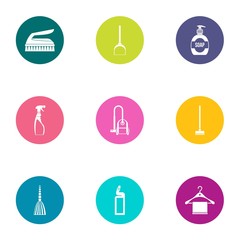 Cleaning staff icons set. Flat set of 9 cleaning staff vector icons for web isolated on white background