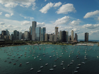 Obraz premium Aerial Chicago bay buildings bridge 