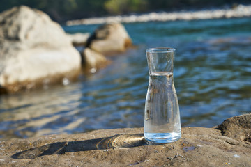 Picture of a glass flask with water.