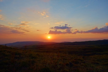 Landscape during sunset in Geghama mountains, Armenia