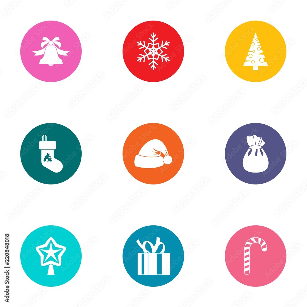 Poster snowflake icons set. flat set of 9 snowflake vector icons for web isolated on white background