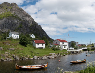 Landscapes and mountains of Norway Lofoten fjord