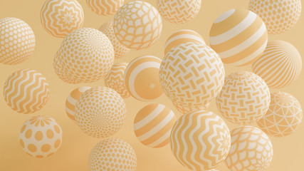 Yellow background with balls. 3d illustration, 3d rendering.