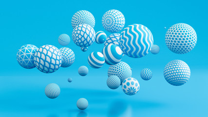 Blue background with balls. 3d illustration, 3d rendering.