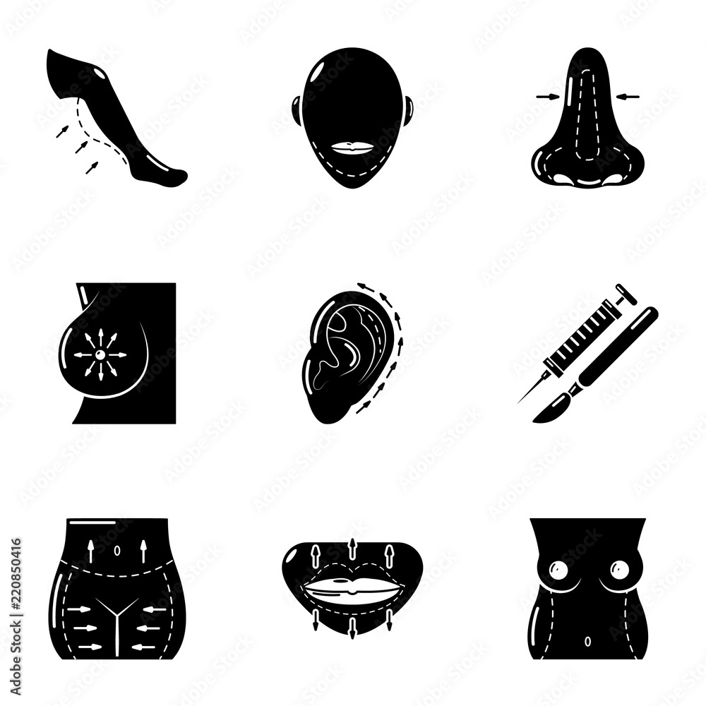 Poster fixing the body icons set. simple set of 9 fixing the body vector icons for web isolated on white ba