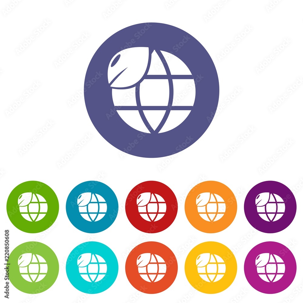 Poster ecology earth globe icons color set vector for any web design on white background