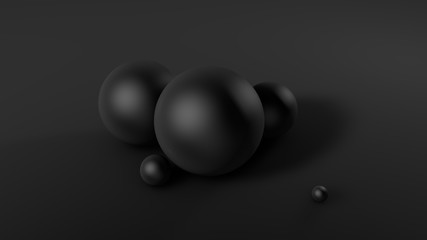 Black background with balls. 3d illustration, 3d rendering.