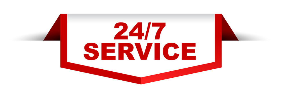 red and white banner 24/7 service