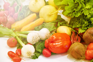Fresh, raw vegetables on the table healthy food at home