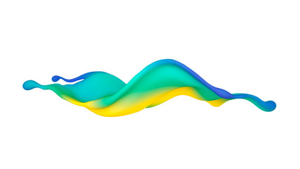 
A beautiful multicolor splash of liquid. 3d illustration, 3d rendering.