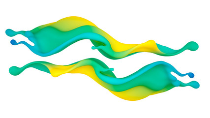 A beautiful multicolor splash of liquid. 3d illustration, 3d rendering.