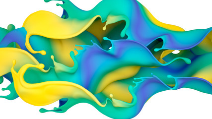 Fototapeta na wymiar A beautiful multicolor splash of liquid. 3d illustration, 3d rendering.