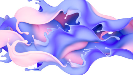A beautiful multicolor splash of liquid. 3d illustration, 3d rendering.