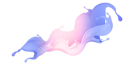 A beautiful multicolor splash of liquid. 3d illustration, 3d rendering.