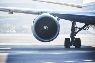 Turbine of an airliner on the runway