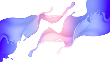 A beautiful multicolor splash of liquid. 3d illustration, 3d rendering.