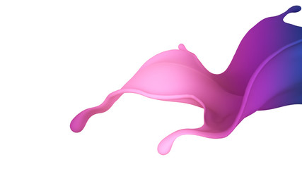 A beautiful multicolor splash of liquid. 3d illustration, 3d rendering.