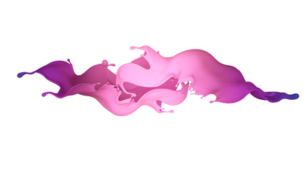 A beautiful multicolor splash of liquid. 3d illustration, 3d rendering.