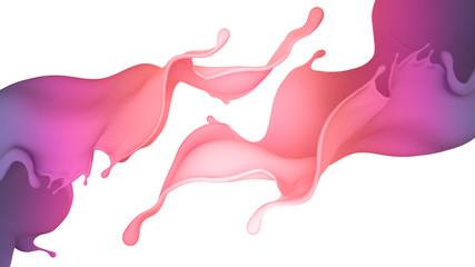 A beautiful multicolor splash of liquid. 3d illustration, 3d rendering.