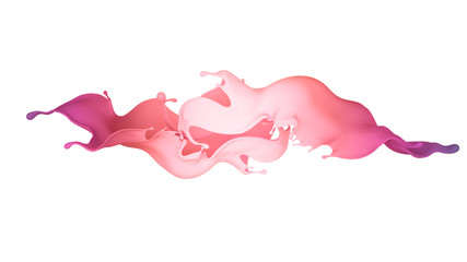 A beautiful multicolor splash of liquid. 3d illustration, 3d rendering.