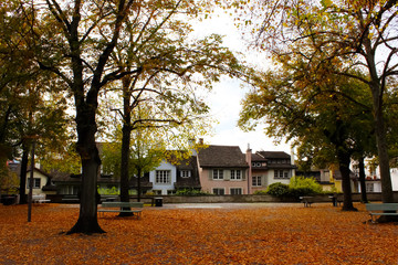 Fototapeta na wymiar Beautiful autumn landscape in a European city