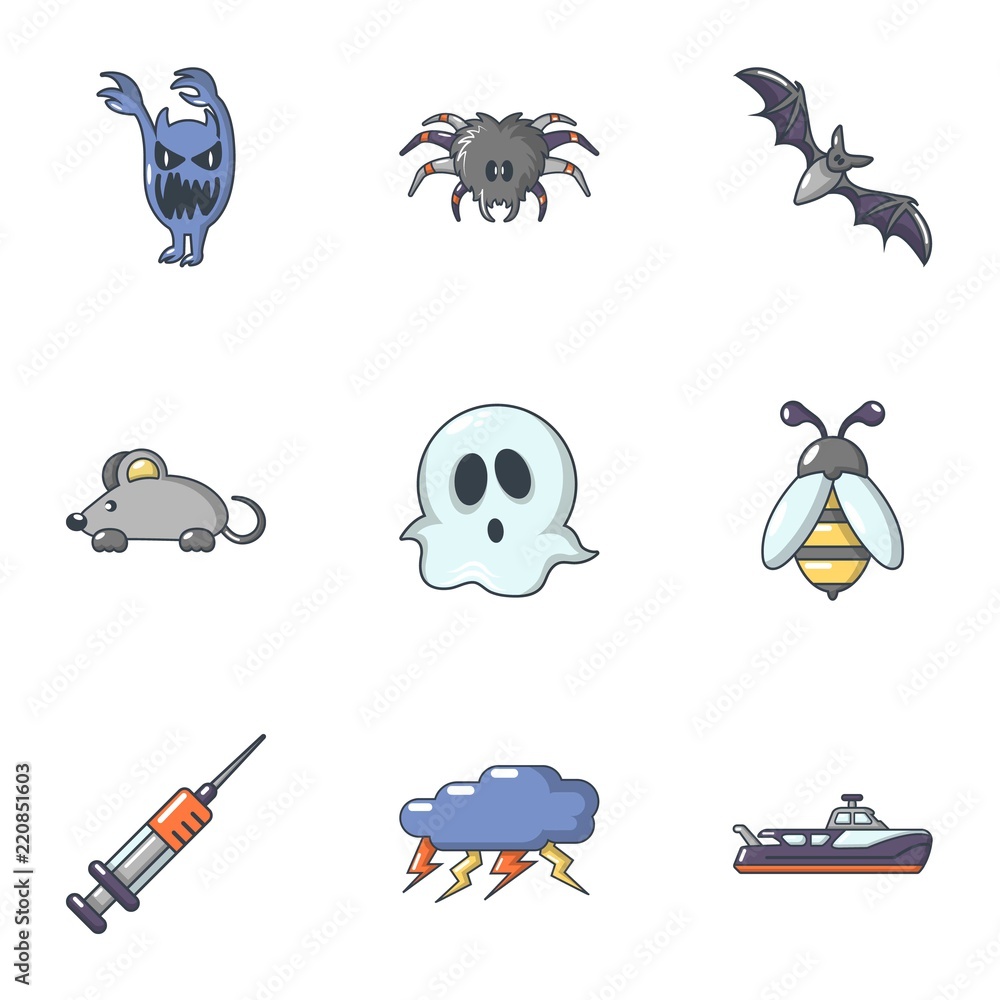 Aufkleber ghost icons set. cartoon set of 9 ghost vector icons for web isolated on white background
