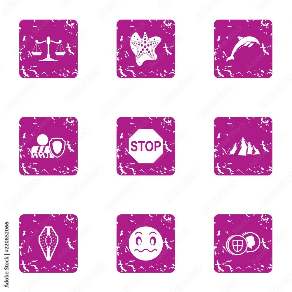 Aufkleber stop destruction icons set. grunge set of 9 stop destruction vector icons for web isolated on white 
