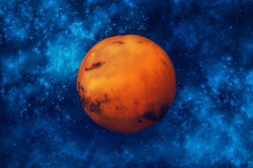 Obraz na płótnie Canvas Planet Mars in space. Night sky and stars background.