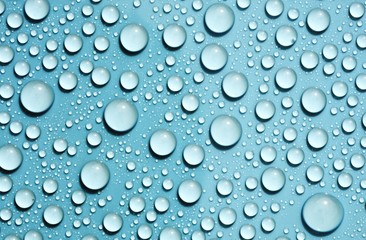 drops water on blue background