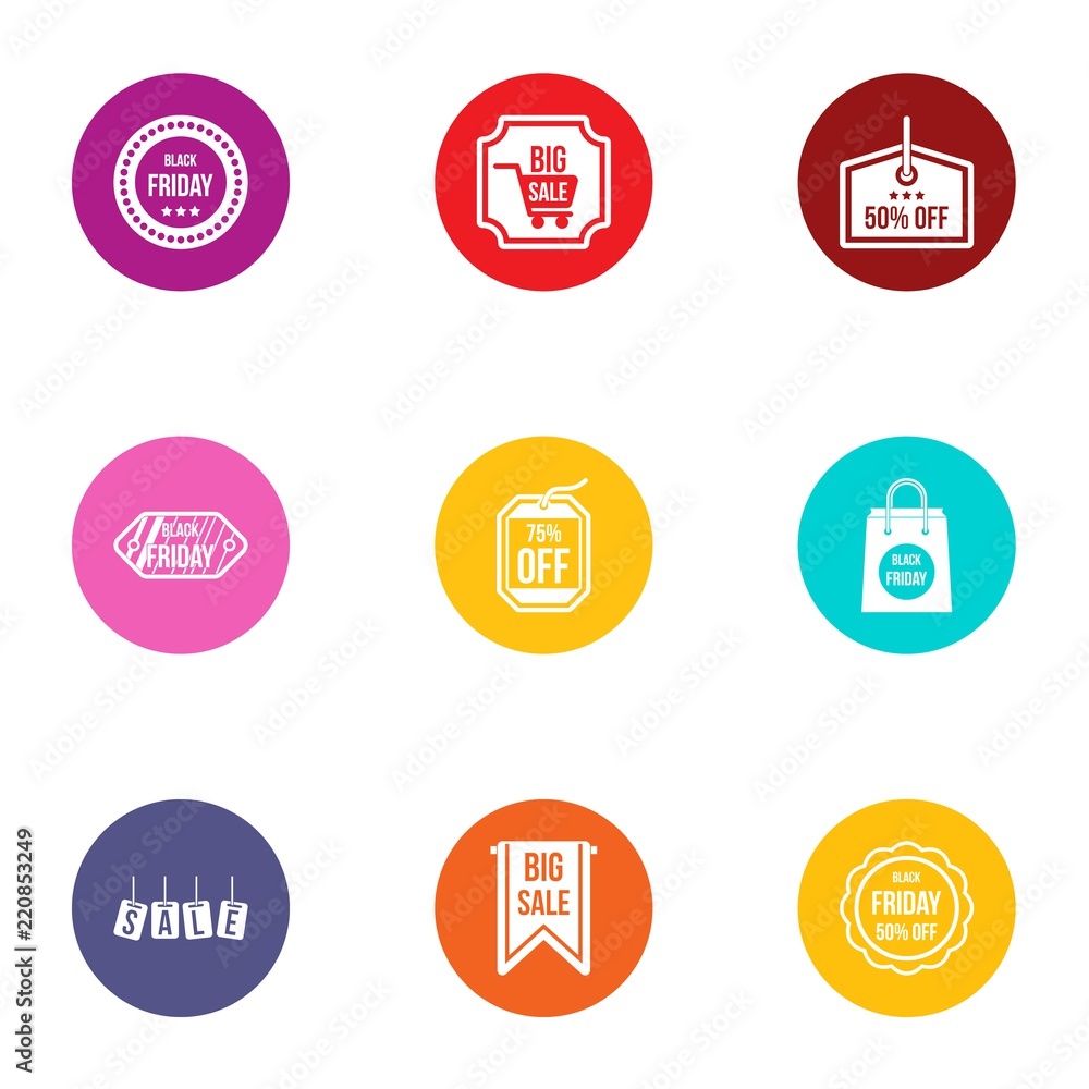 Poster rebate icons set. flat set of 9 rebate vector icons for web isolated on white background