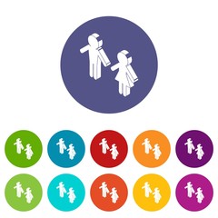 Female and male to market icons color set vector for any web design on white background