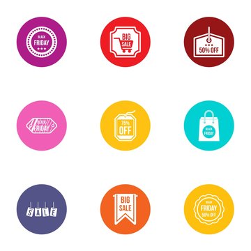 Rebate icons set. Flat set of 9 rebate vector icons for web isolated on white background