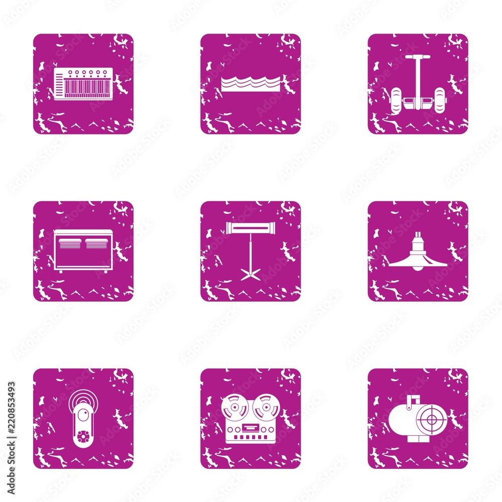 Poster modern recreational icons set. grunge set of 9 modern recreational vector icons for web isolated on 