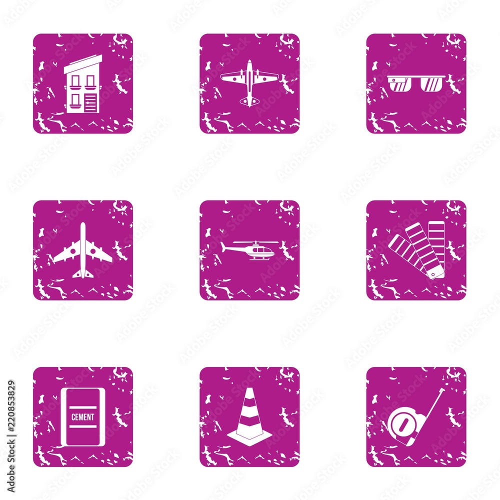 Poster delivery of material icons set. grunge set of 9 delivery of material vector icons for web isolated o