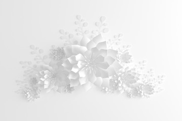 Paper flowers. 3d illustration, 3d rendering.