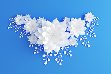 Paper flowers. 3d illustration, 3d rendering.